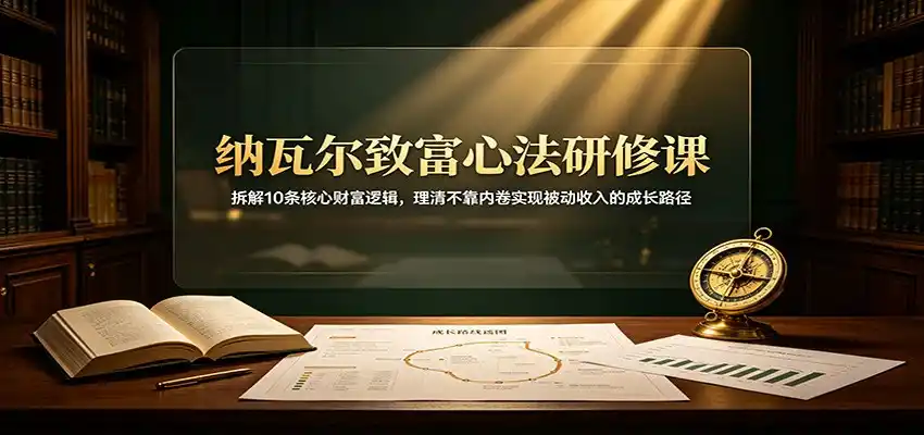 纳瓦尔致富心法研修课：拆解10条核心财富逻辑，理清不靠内卷实现被动收入的成长路径-北极星资源库