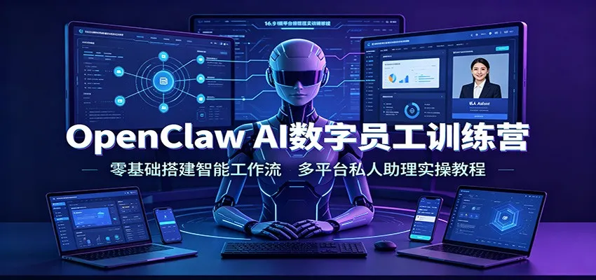 OpenClaw AI数字员工训练营:零基础搭建智能工作流,多平台私人助理实操教程-北极星资源库