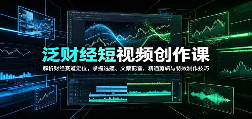 泛财经短视频创作课：解析财经赛道定位，掌握选题、文案配音，精通剪辑与特效制作技巧-北极星资源库