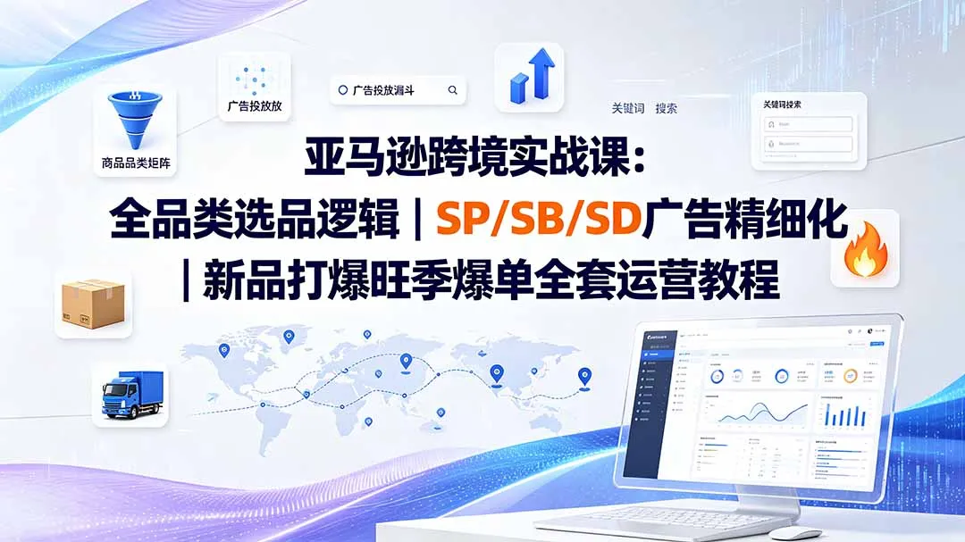 亚马逊跨境实战课-更新:全品类选品逻辑|SP/SB/SD广告精细化|新品打爆旺季爆单全套运营教程-北极星资源库