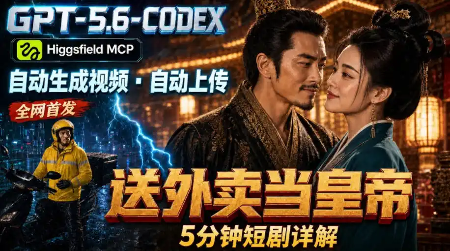 GPT-5.6 Codex+Higgsfield MCP：一条指令生成5分钟短剧并自动上传YouTube(油管)-北极星资源库