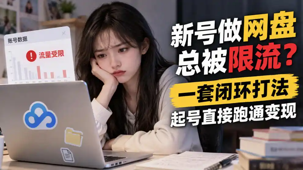 新号做网盘总被限流?一套闭环打法,起号直接跑通变现-北极星资源库