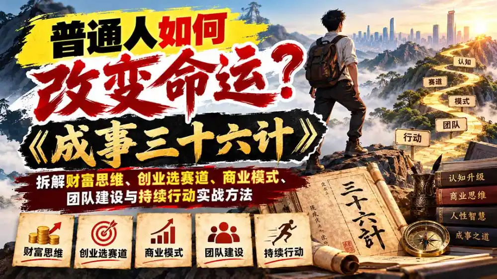 普通人如何改变命运？《成事三十六计》拆解财富思维、创业选赛道、商业模式、团队建设与持续行动实战方法-北极星资源库