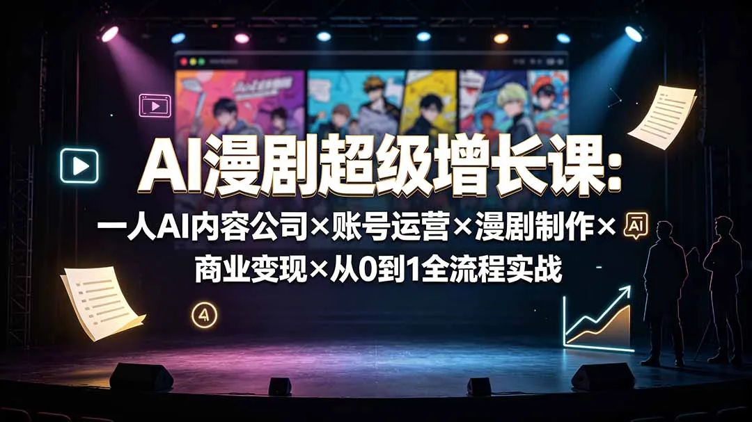 AI漫剧超级增长课：一人AI内容公司×账号运营×漫剧制作×商业变现×从0到1全流程实战-北极星资源库