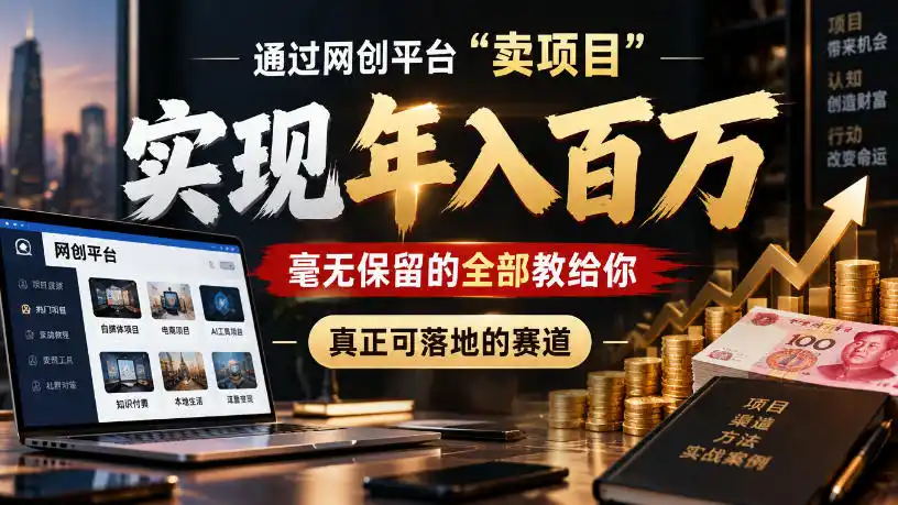 通过网创平台“卖项目”实现年入100w，毫无保留的全部教给你，真正可落地的赛道【揭秘】-北极星资源库