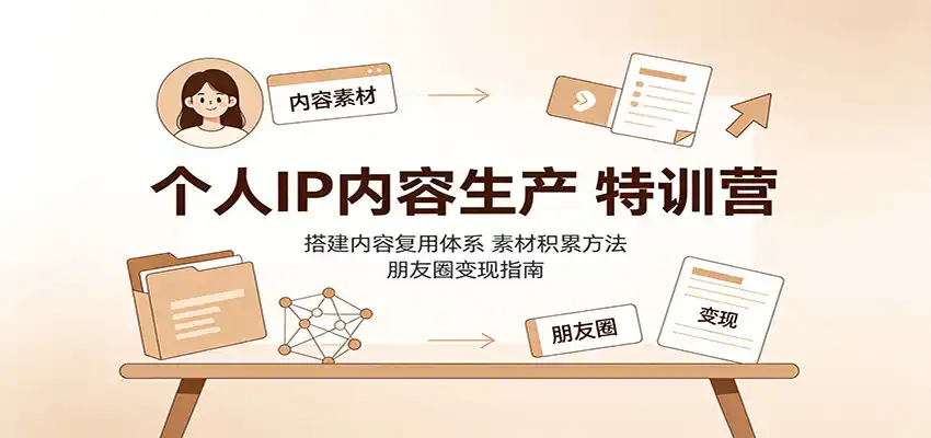 个人IP内容生产特训营：搭建内容复用体系，素材积累方法，朋友圈变现指南-北极星资源库