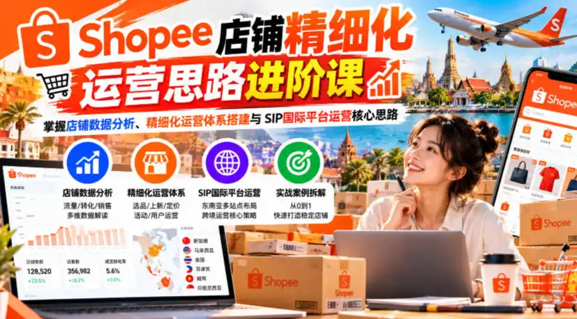 Shopee店铺精细化运营思路进阶课，掌握店铺数据分析、精细化运营体系搭建与SIP国际平台运营核心思路-北极星资源库