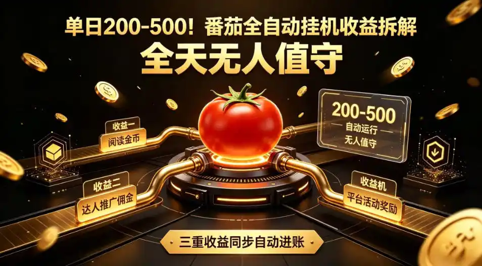 单日200-500！番茄全自动挂G收益拆解，全天无人值守，矩阵操作收益翻倍【揭秘】-北极星资源库