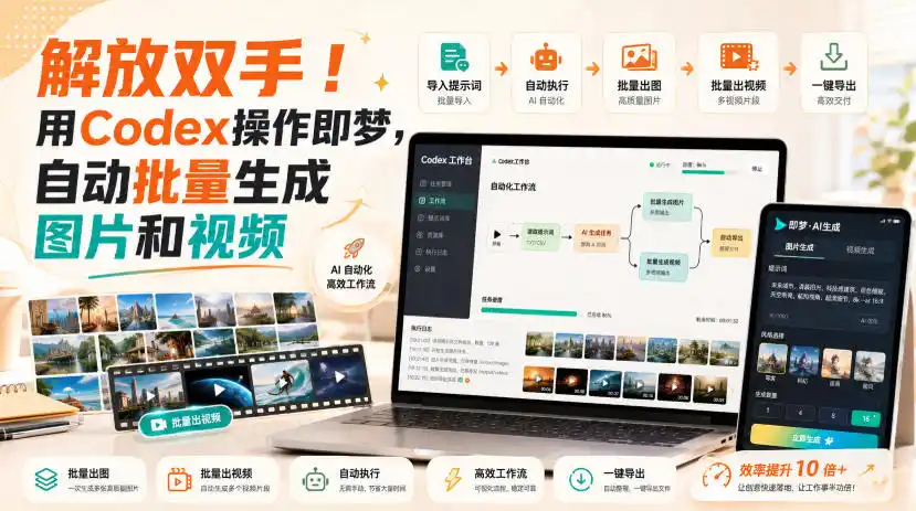 解放双手！用Codex操作即梦，自动批量生成图片和视频-北极星资源库