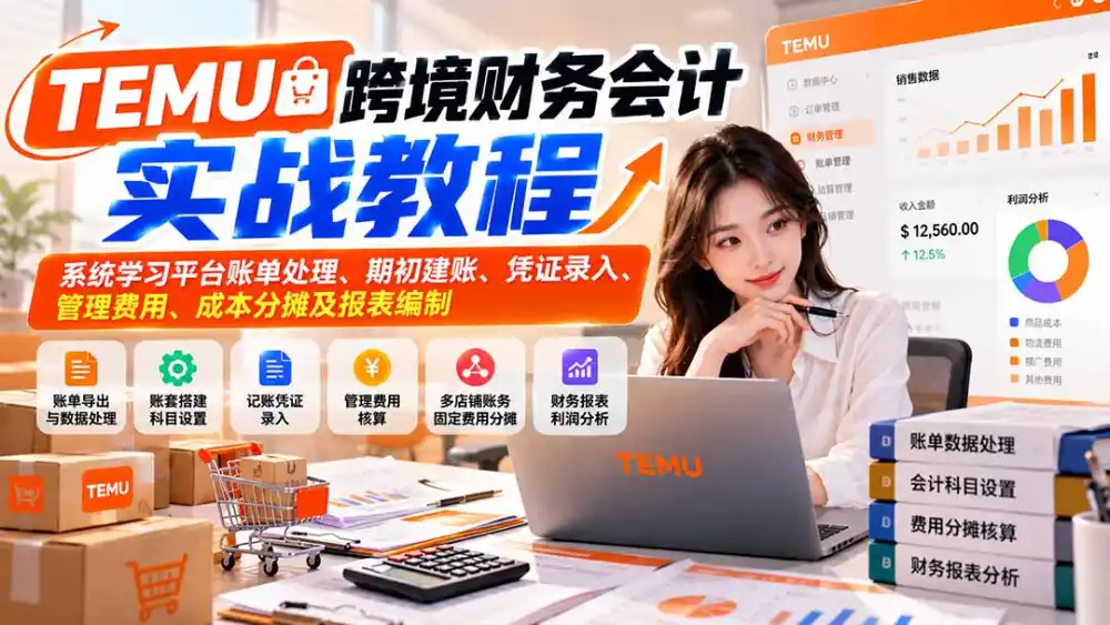 TEMU跨境财务会计实战教程:系统学习平台账单处理、期初建账、凭证录入、管理费用、成本分摊及报表编制-北极星资源库