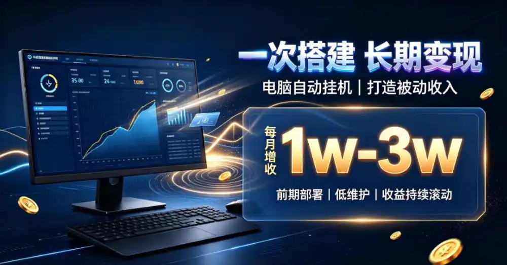 一份投入长期收益，电脑自动挂G类目，搭建被动收入每月增收1w-3w【揭秘】-北极星资源库