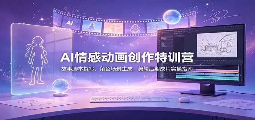 AI情感动画创作特训营：故事脚本撰写，角色场景生成，剪辑后期成片实操指南-北极星资源库