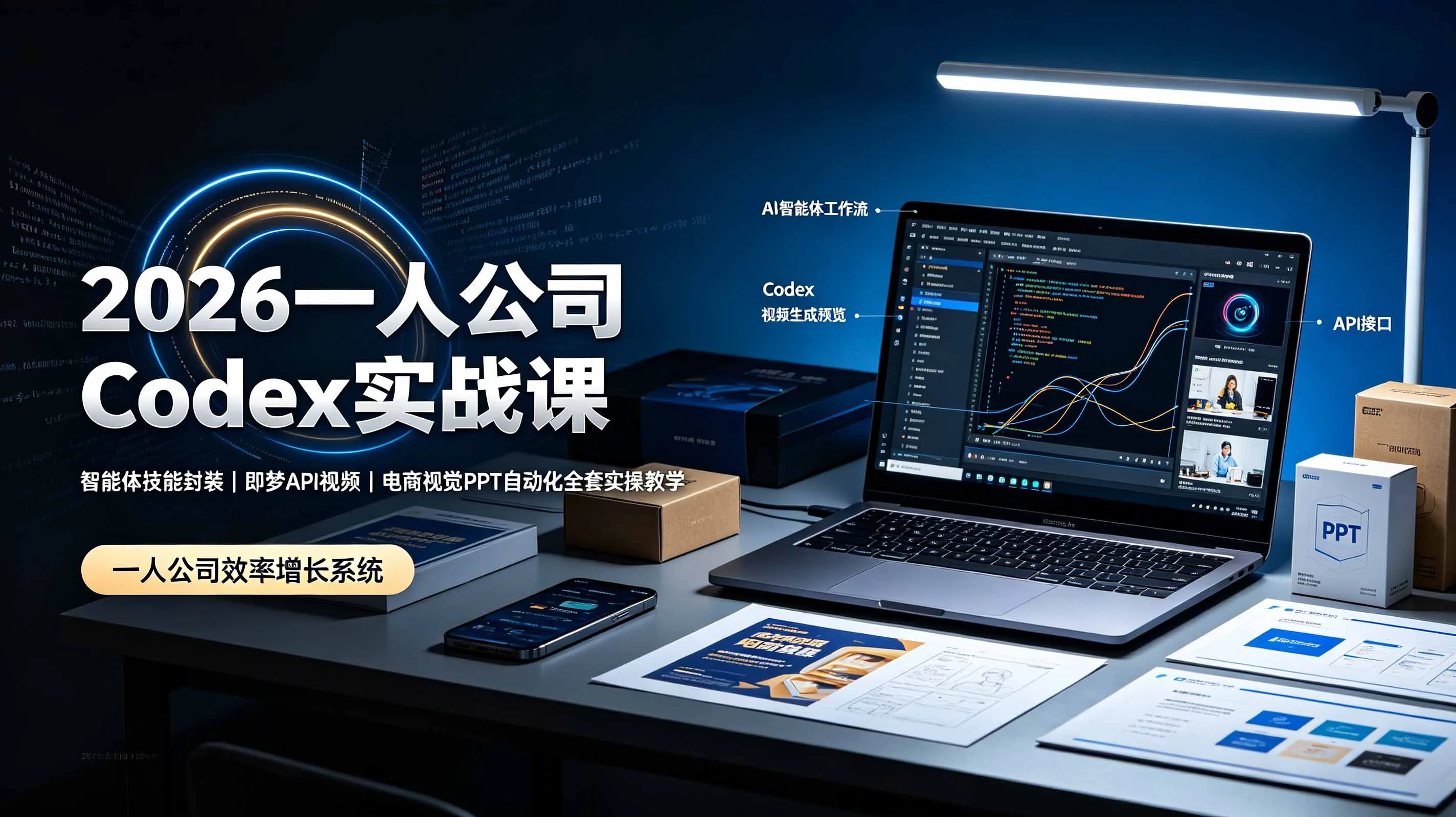 2026一人公司Codex实战课◆智能体技能封装｜即梦API视频｜电商视觉PPT自动化全套实操教学-北极星资源库