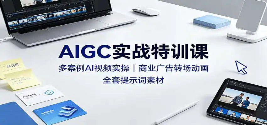 AIGC实战特训课：多案例AI视频实操，商业广告转场动画，全套提示词素材-北极星资源库