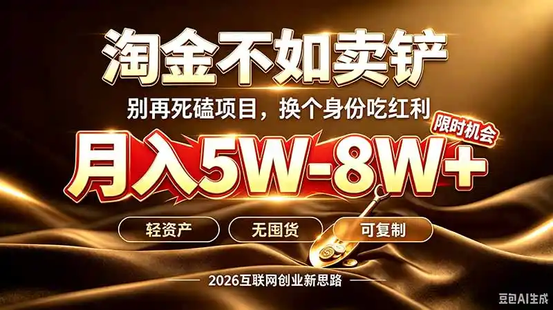 别再傻乎乎埋头跑项目！互联网真正赚钱逻辑：做卖铲人，拒绝当韭菜，逆风翻盘月入5-8W+-北极星资源库
