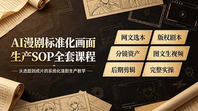 AI漫剧标准化画面生产SOP全套课程-更新，网文选本版权剧本分镜资产全覆盖，图文生视频后期剪辑完整实操教学-北极星资源库