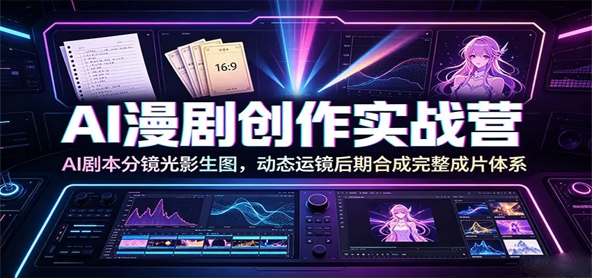 AI漫剧创作实战营:AI剧本分镜光影生图,动态运镜后期合成完整成片体系-北极星资源库