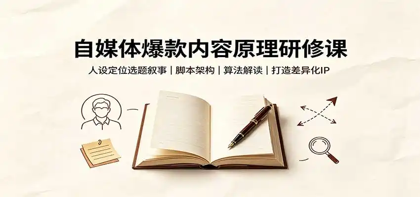 自媒体爆款内容原理研修课：人设定位选题叙事，脚本架构，算法解读打造差异化IP-北极星资源库