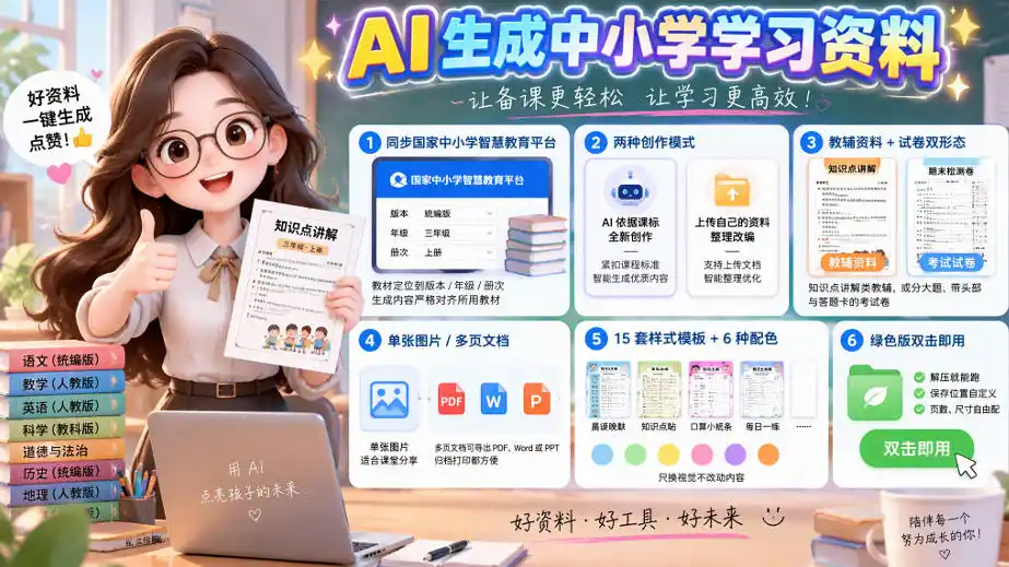 孩子的教辅别再乱买了:同步国家中小学智慧平台,AI一键生成图文教辅和试卷-北极星资源库