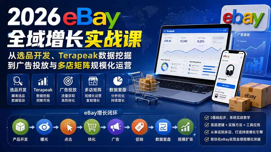 2026-Vincent eBay全域增长实战课-无水印：从选品开发、Terapeak数据挖掘到广告投放与多店矩阵规模化运营-北极星资源库
