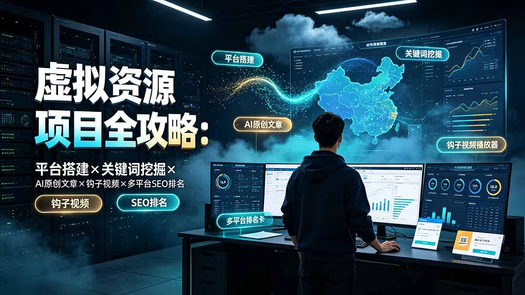 虚拟资源项目全攻略：平台搭建×关键词挖掘×AI原创文章×钩子视频×多平台SEO排名-北极星资源库