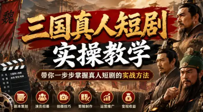 三国真人短剧实操教学，带你一步步掌握真人短剧的实战方法-北极星资源库