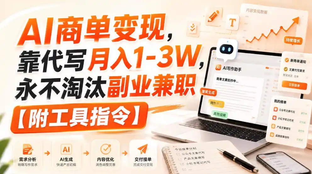 AI商单变现，靠代写月入1-3W，永不淘汰副业兼职【附工具指令】【揭秘】-北极星资源库