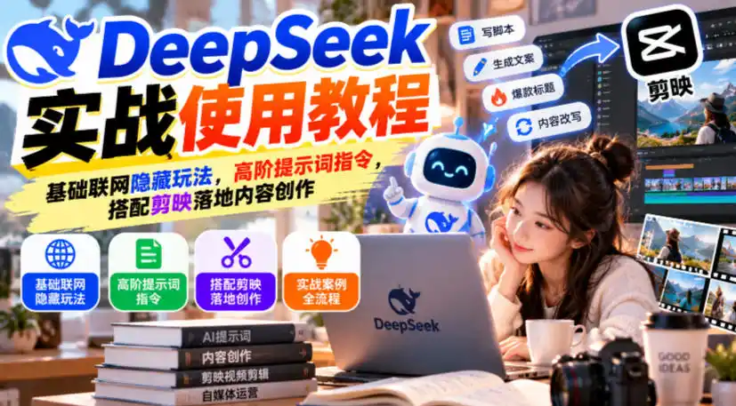DeepSeek实战使用教程｜基础联网隐藏玩法，高阶提示词指令，搭配剪映落地内容创作-北极星资源库