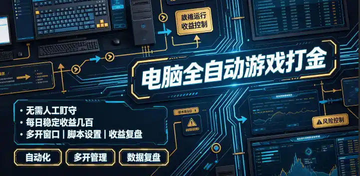 电脑全自动游戏打金，无需人工盯守，每日稳定收益几百！【揭秘】-北极星资源库