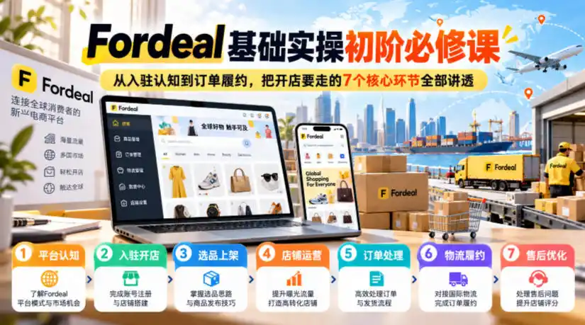 Fordeal基础实操初阶必修课,从入驻认知到订单履约,把开店要走的7个核心环节全部讲透-北极星资源库