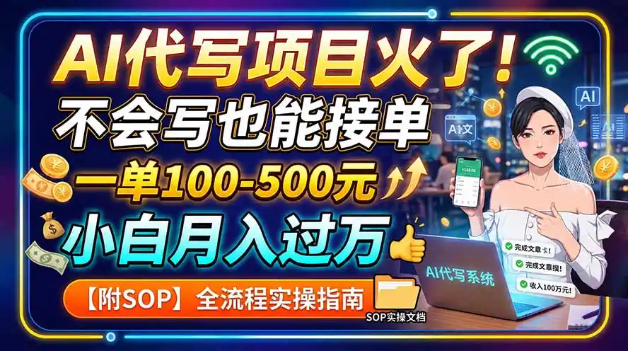 AI代写项目火了！不会写也能接单，一单100-500元，小白月入过万【附SOP】-北极星资源库