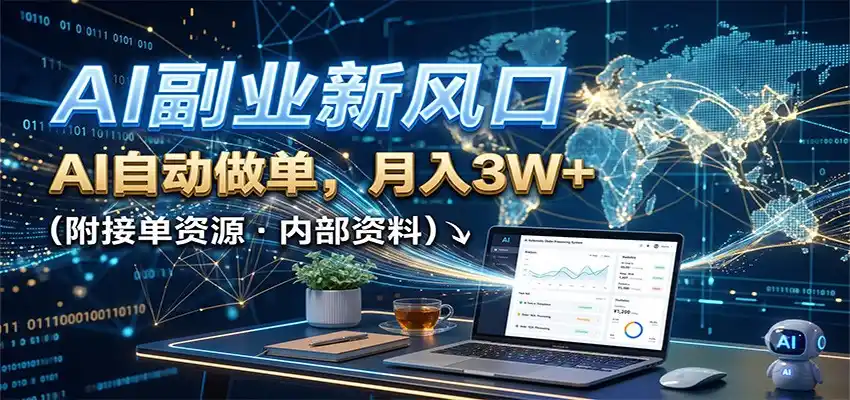 AI副业新风口，AI自动做单，月入3W+，附接单资源-北极星资源库