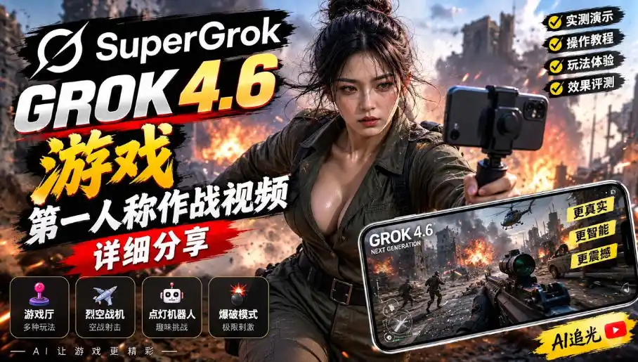 Grok 4.6也能做游戏？第一人称作战视频实测｜玩法详细讲解-北极星资源库
