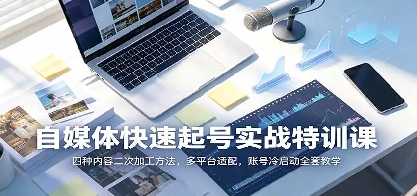 自媒体快速起号实战特训课：四种内容二次加工方法，多平台适配，账号冷启动全套教学-北极星资源库