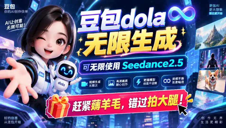 1029最新豆包dola无限生成技术，可以无限生成sseedance2.5，赶紧薅羊毛，和谐拍大腿-北极星资源库