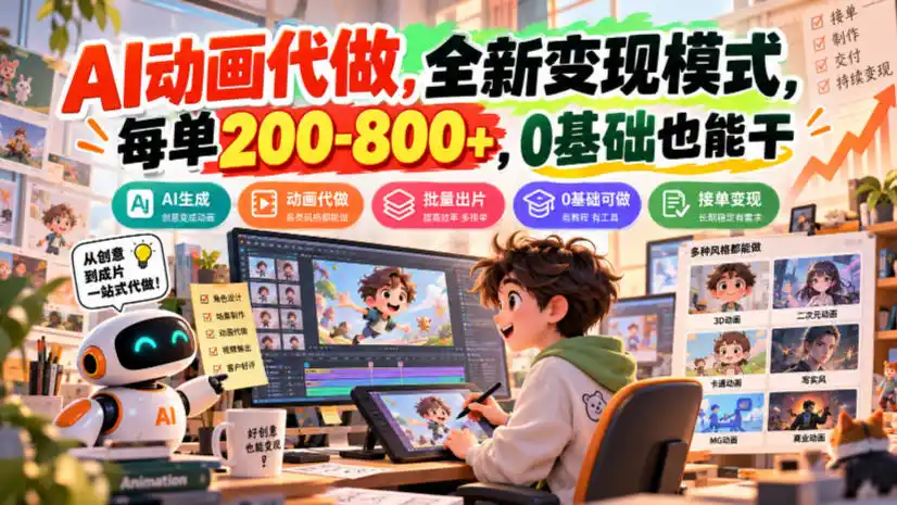 AI动画代做，全新变现模式，每单200-800+，0基础也能干【揭秘】-北极星资源库