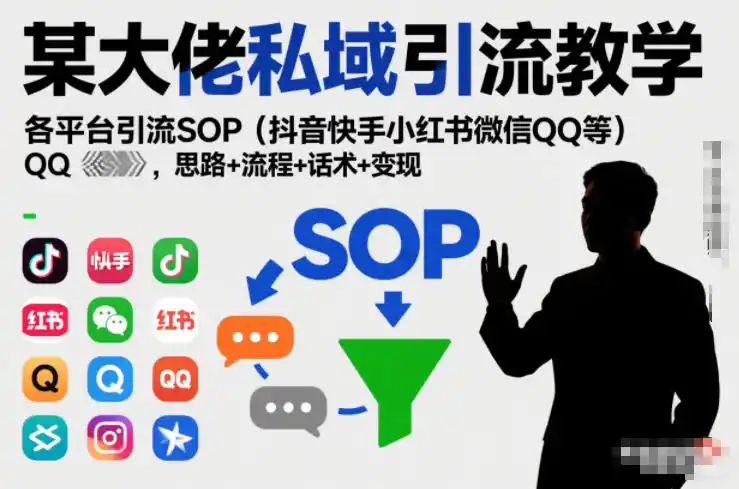 某大佬私域引流教学，各平台引流SOP(抖音快手小红书微信QQ等)，思路+流程+话术+变现(更新0708)-北极星资源库