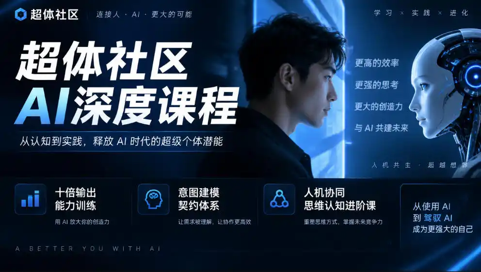 超体社区AI深度课程，十倍输出能力训练，意图建模契约体系，人机协同思维认知进阶课-北极星资源库