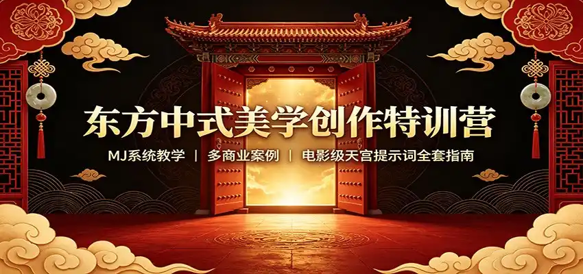 东方中式美学创作特训营：MJ系统教学，多商业案例，电影级天宫提示词全套指南-北极星资源库