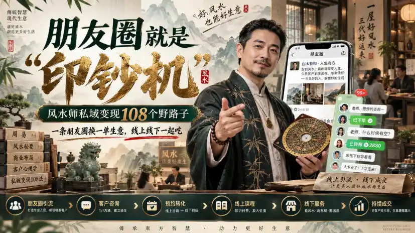 朋友圈就是“印钞机”，风水师私域变现108个野路子，一条朋友圈换一单生意，线上线下一起吃【文档】-北极星资源库