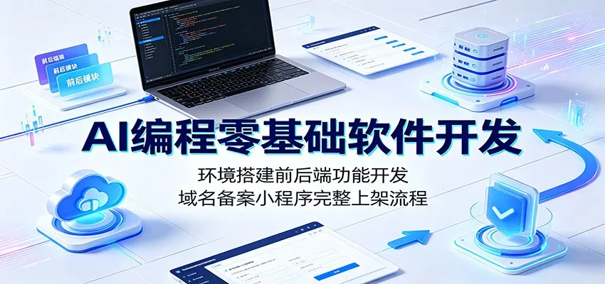 AI编程零基础软件开发：环境搭建前后端功能开发，域名备案小程序完整上架流程-北极星资源库