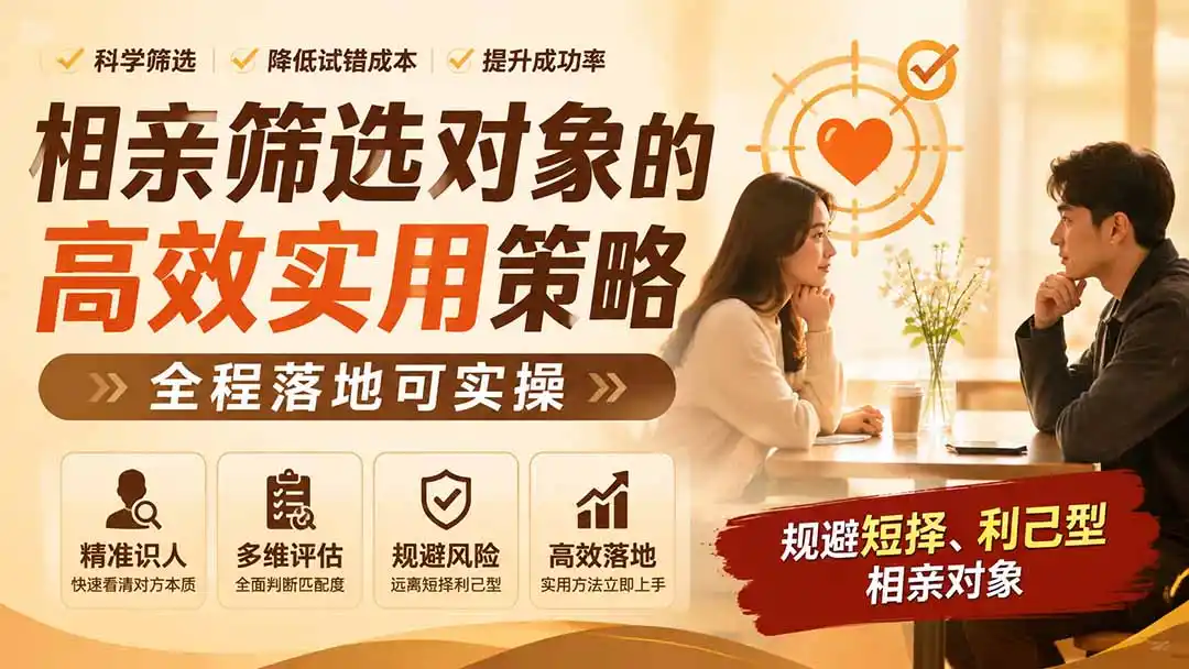 付费文章：相亲筛选对象的高效实用策略，全程落地可实操，规避短择、利己型相亲对象-北极星资源库