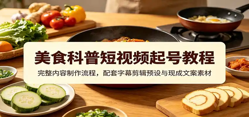 美食科普短视频起号教程：完整内容制作流程，配套字幕剪辑预设与现成文案素材-北极星资源库