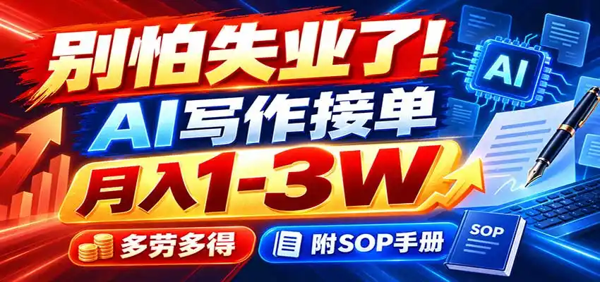 别怕失业了！AI写作接单月入1-3W，多劳多得，附SOP手册-北极星资源库
