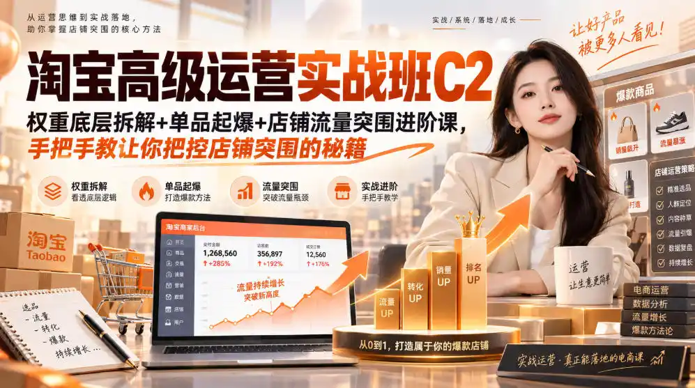 淘宝高级运营实战班C2｜权重底层拆解+单品起爆+店铺流量突围进阶课，手把手教让你把控店铺突围的秘籍-北极星资源库