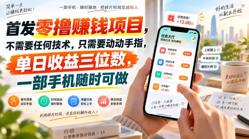 首发零撸賺钱项目，不需要任何技术，只需要动动手指，单日收益三位数，一部手机随时可做【揭秘】-北极星资源库