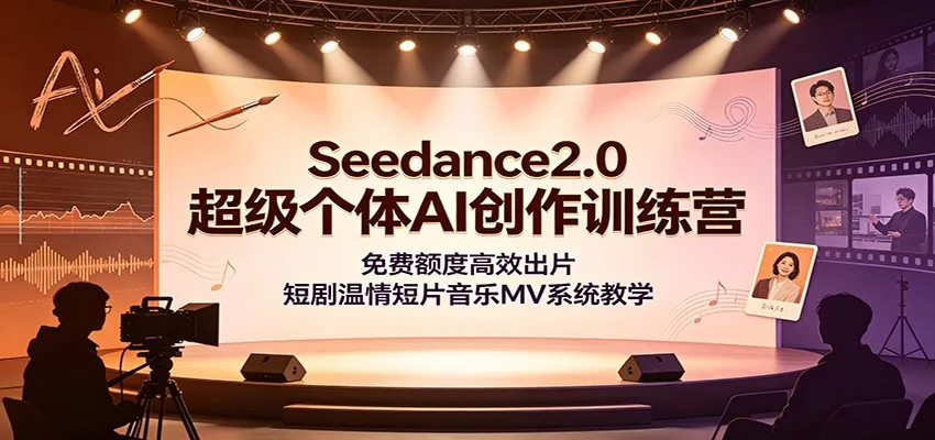 Seedance2.0超级个体AI创作训练营：免费额度高效出片，短剧温情短片音乐MV系统教学-北极星资源库
