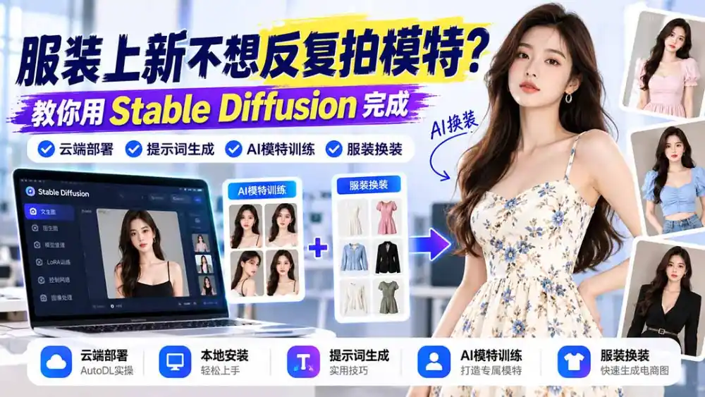 服装上新不想反复拍模特？教你用Stable Diffusion完成云端部署、提示词生成、AI模特训练与换装-北极星资源库