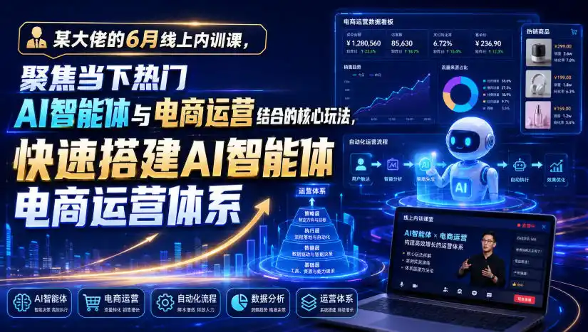 某大佬的6月线上内训课，聚焦当下热门AI智能体与电商运营结合的核心玩法，快速搭建AI智能体电商运营体系-北极星资源库