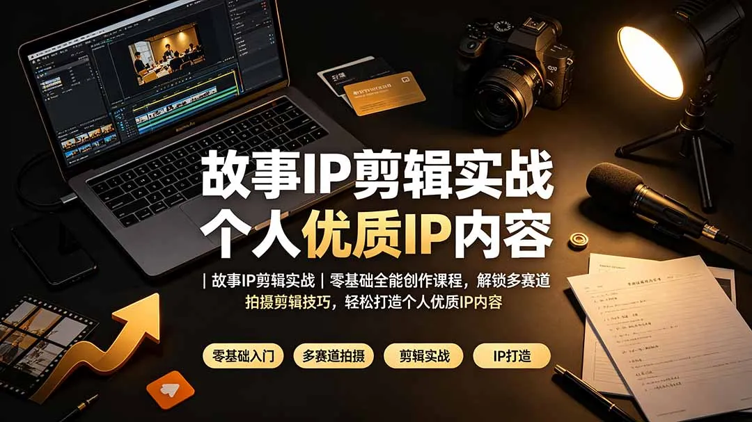 故事IP剪辑实战｜零基础全能创作课程，解锁多赛道拍摄剪辑技巧，轻松打造个人优质IP内容-北极星资源库